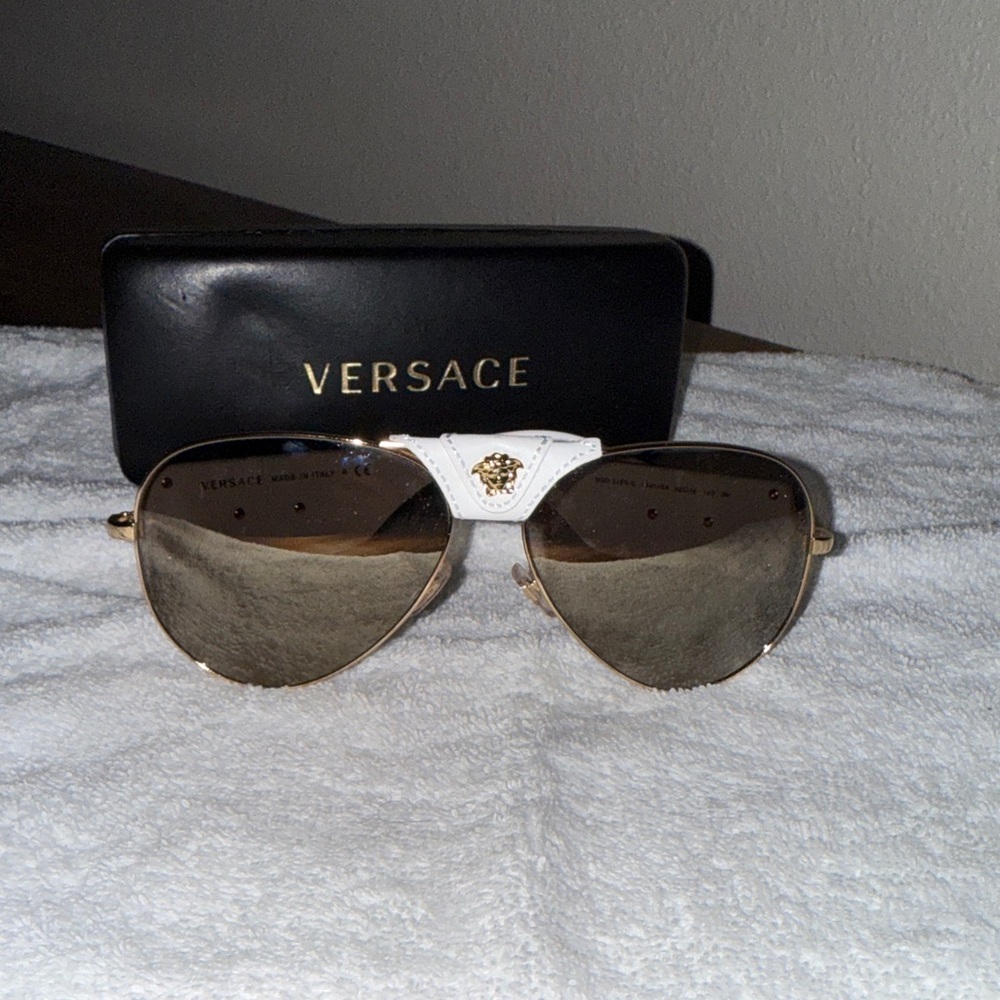 Versace Gold and White Sunglasses